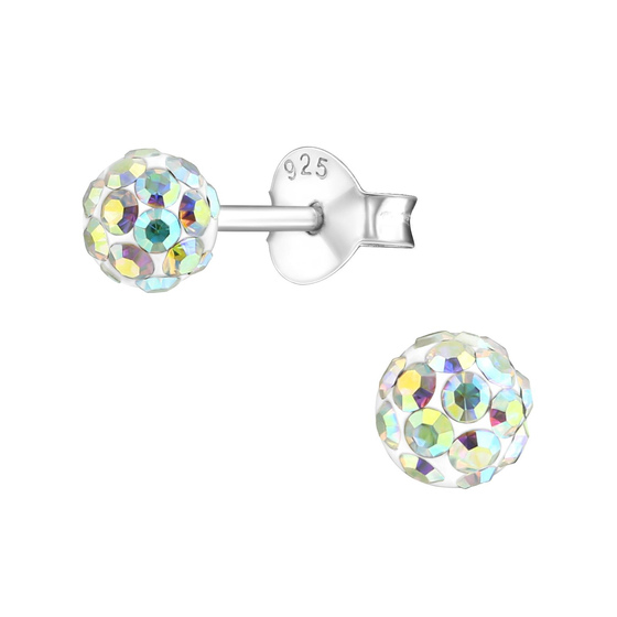 Kugel Kinder Ohrringe mit Kristallen 925 Silber