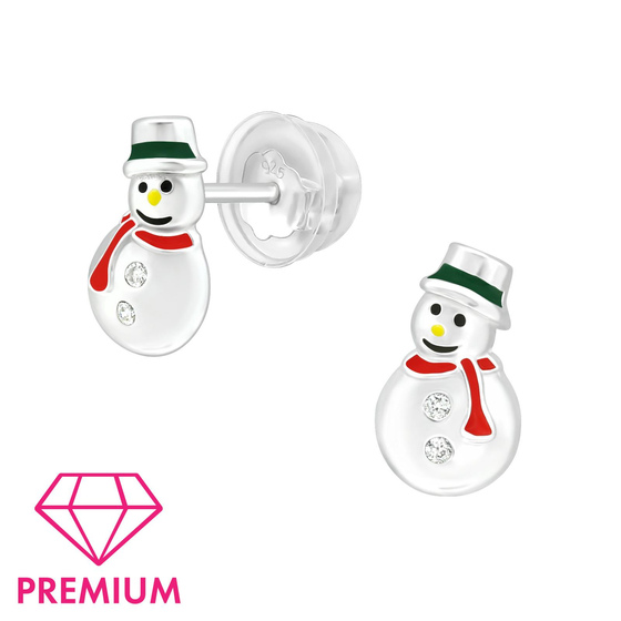 Schneemann Kinder Premium Ohrringe 925 Silber