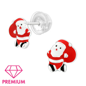 Weihnachtsmann Kinder Premium Ohrringe 925 Silber
