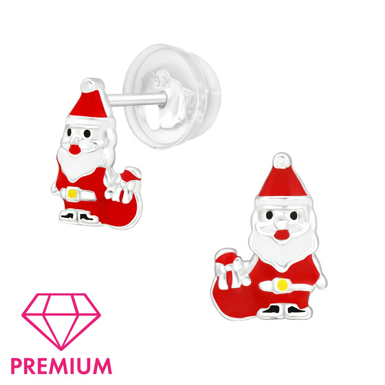 Weihnachtsmann Kinder Premium Ohrringe 925 Silber