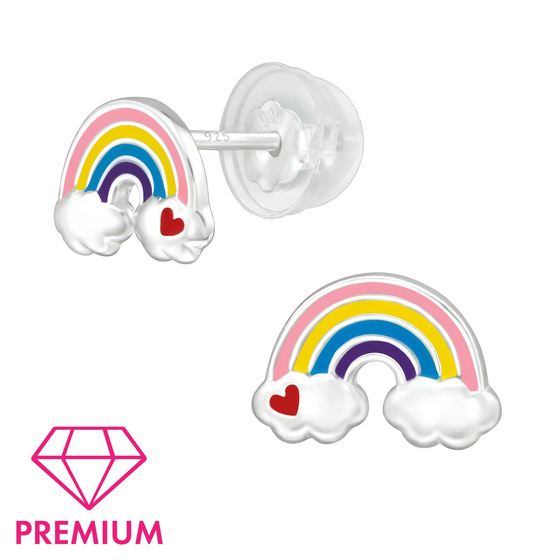 Regenbogen Kinder Premium Ohrringe 925 Silber
