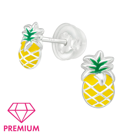 Ananas Kinder Premium Ohrringe 925 Silber