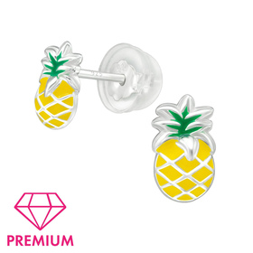 Ananas Kinder Premium Ohrringe 925 Silber