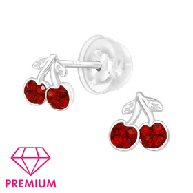 Kirsche Kinder Premium Ohrringe 925 Silber