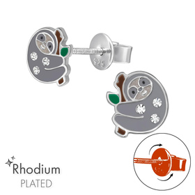 Faultier Kinder Premium Ohrringe 925 Silber