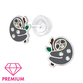 Faultier Kinder Premium Ohrringe 925 Silber