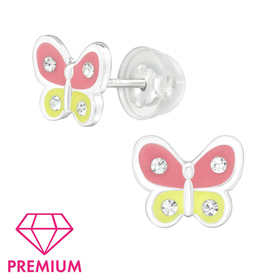 Schmetterling Kinder Premium Ohrringe 925 Silber
