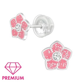 Blumen Kinder Premium Ohrringe 925 Silber