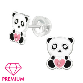 Panda Kinder Premium Ohrringe 925 Silber