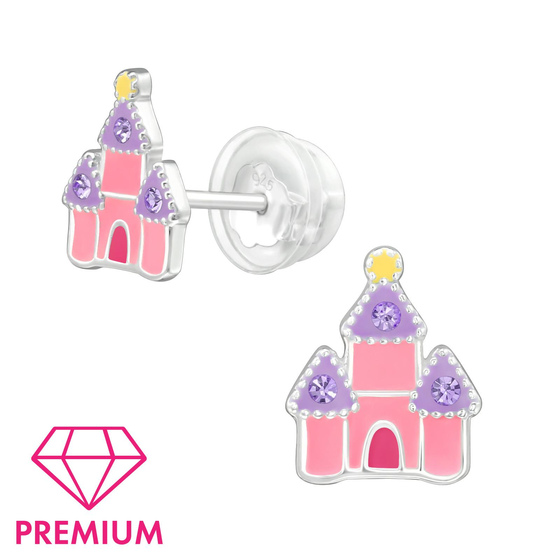 Schloss Kinder Premium Ohrringe 925 Silber