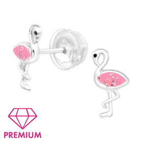 Flamingo Kinder Premium Ohrringe 925 Silber