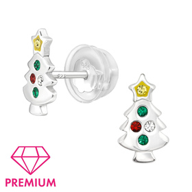 Weihnachtsbaum Kinder Premium Ohrringe 925 Silber