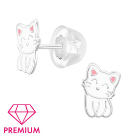 Katzen Kinder Premium Ohrringe 925 Silber
