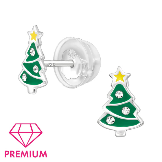 Weihnachtsbaum Kinder Premium Ohrringe 925 Silber