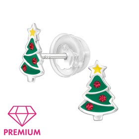 Weihnachtsbaum Kinder Premium Ohrringe 925 Silber