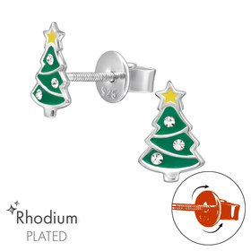 Weihnachtsbaum Kinder Premium Ohrringe 925 Silber
