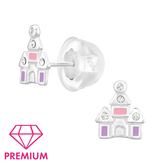 Schloss Kinder Premium Ohrringe 925 Silber