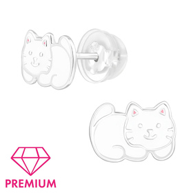 Katzen Kinder Premium Ohrringe 925 Silber