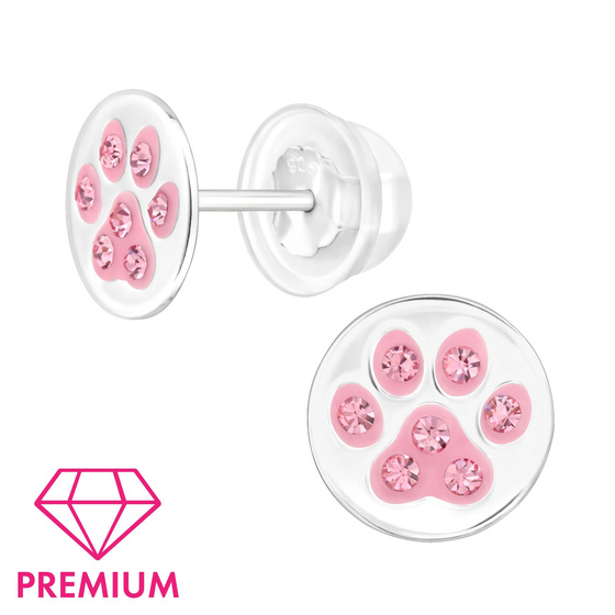 Pfote Kinder Premium Ohrringe 925 Silber