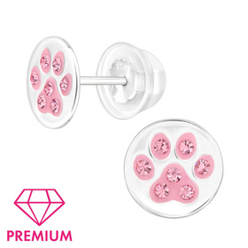 Pfote Kinder Premium Ohrringe 925 Silber