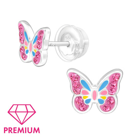 Schmetterling Kinder Premium Ohrringe 925 Silber
