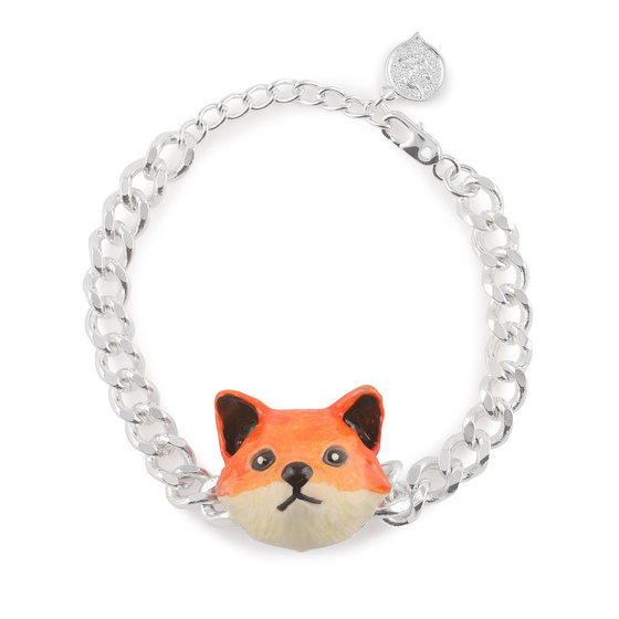 Auf dem Bild zu sehen sind Damen Armb�nder Fuchs aus Messing mit Silber plattiert rot handbemalt