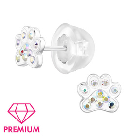 Pfote Kinder Premium Ohrringe 925 Silber