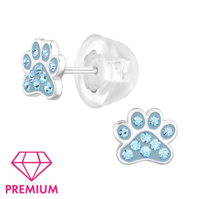 Pfote Kinder Premium Ohrringe 925 Silber