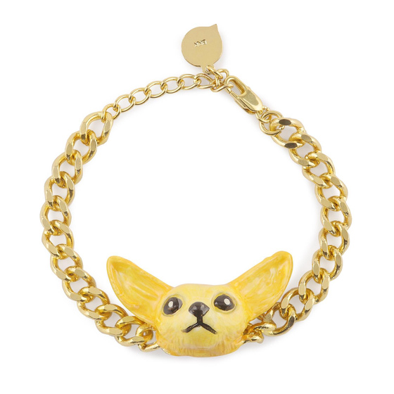 Auf dem Bild zu sehen sind Damen Armb�nder Fennek Fuchs aus Messing mit Gold plattiert Hell Braun handbemalt