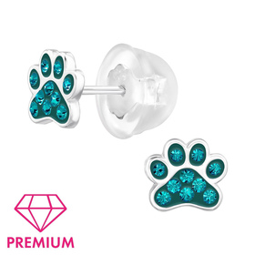 Pfote Kinder Premium Ohrringe 925 Silber