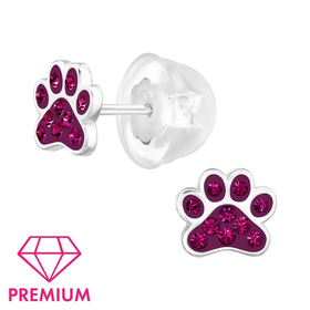 Pfote Kinder Premium Ohrringe 925 Silber