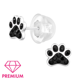 Pfote Kinder Premium Ohrringe 925 Silber