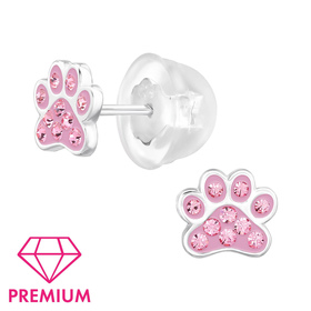 Pfote Kinder Premium Ohrringe 925 Silber