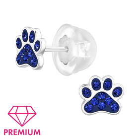 Pfote Kinder Premium Ohrringe 925 Silber