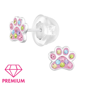 Pfote Kinder Premium Ohrringe 925 Silber