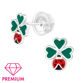 Marienk�fer Kinder Premium Ohrringe 925 Silber