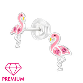 Flamingo Kinder Premium Ohrringe 925 Silber