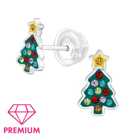Weihnachtsbaum Kinder Premium Ohrringe 925 Silber