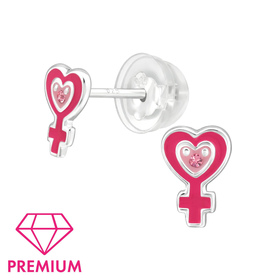 Herz & Kreuz Kinder Premium Ohrringe 925 Silber