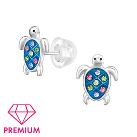 Schildkr�te Kinder Premium Ohrringe 925 Silber
