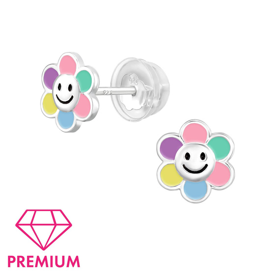 Blumen Kinder Premium Ohrringe 925 Silber