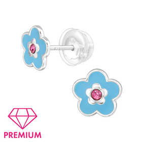 Blumen Kinder Premium Ohrringe 925 Silber