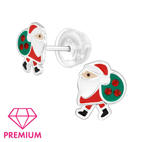 Weihnachtsmann Kinder Premium Ohrringe 925 Silber