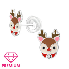 Rentier Kinder Premium Ohrringe 925 Silber
