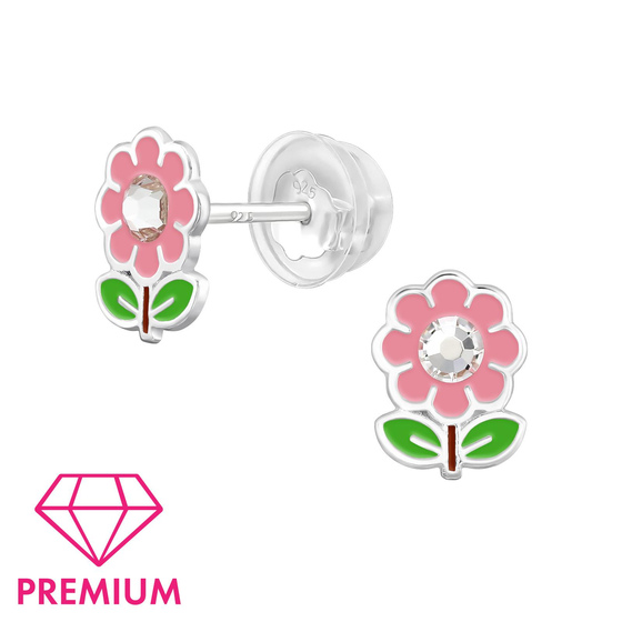 Blumen Kinder Premium Ohrringe 925 Silber