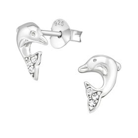 Delfin Kinder Ohrringe mit Kristallen 925 Silber