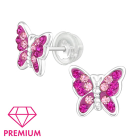 Schmetterling Kinder Premium Ohrringe 925 Silber