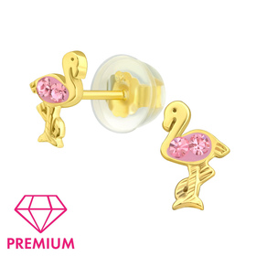 Flamingo Kinder Premium Ohrringe 925 Silber