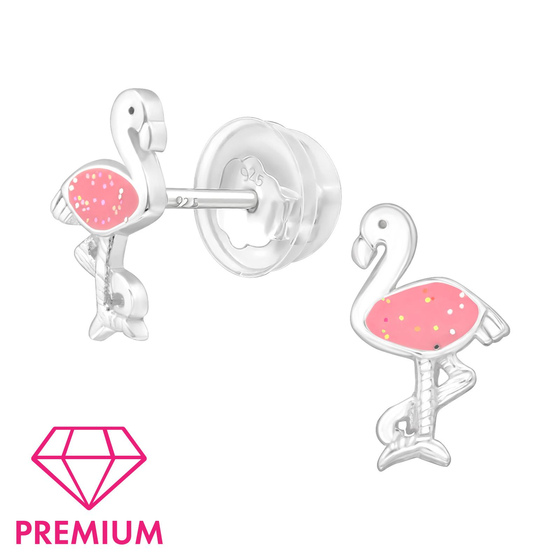 Flamingo Kinder Premium Ohrringe 925 Silber