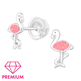 Flamingo Kinder Premium Ohrringe 925 Silber